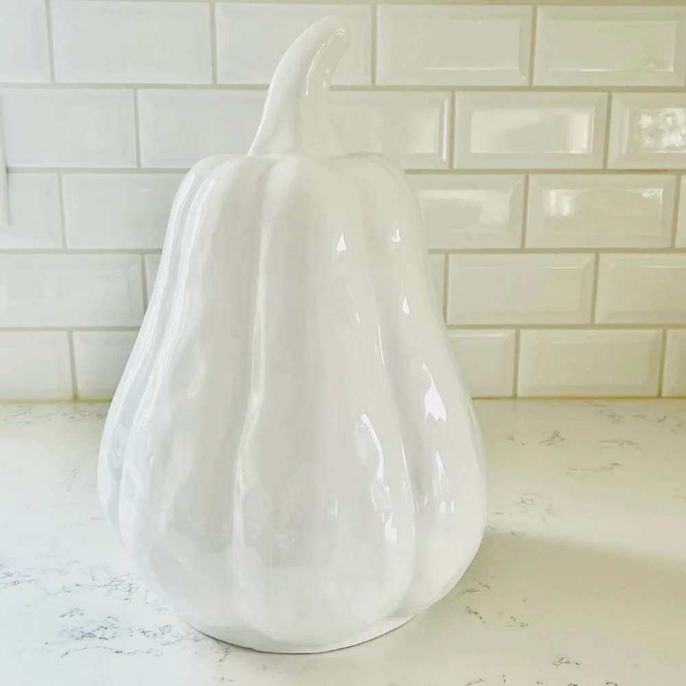 Crate&Barrel XLarge White Ceramic Gourd
